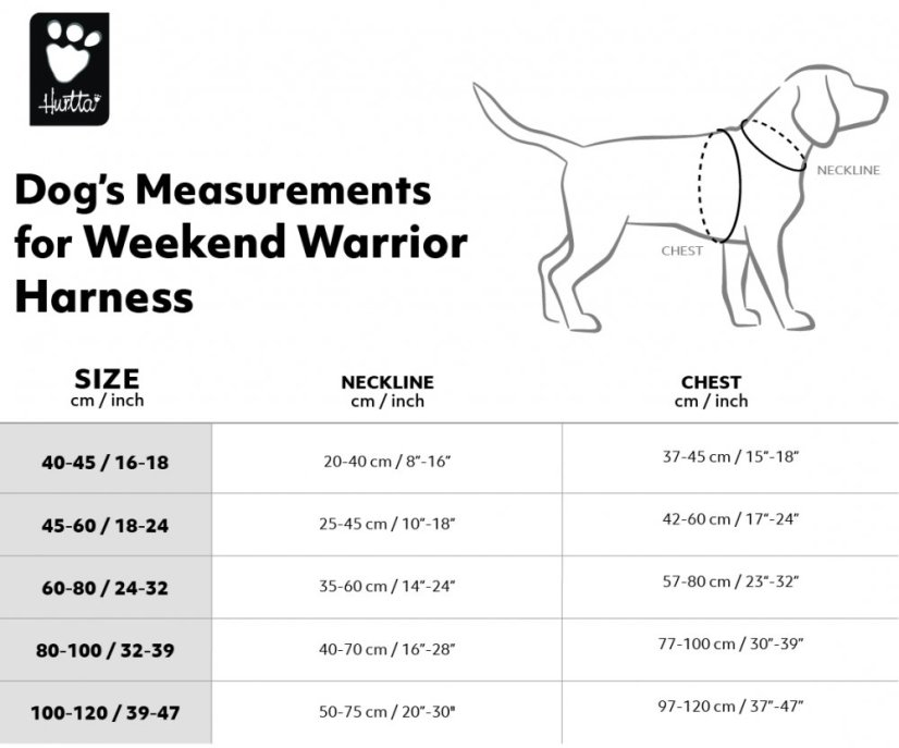 HURTTA Postroj Weekend Warrior čierný 45-60cm 2