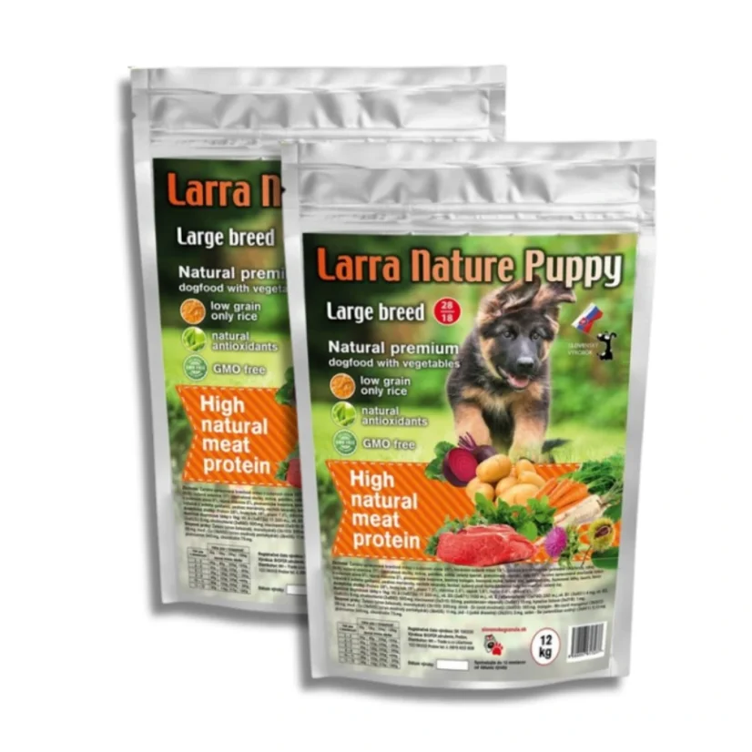 Larra Nature Puppy Large Breed 28/18  2x12 kg - krmivé pre šteňatá všetkých stredných a veľkých plemien