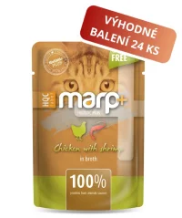 Marp Holistic+ kapsička pre mačky Kura s krevetami vo vývare 24x55g