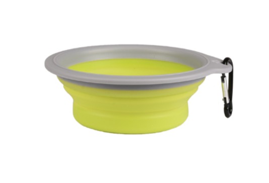 Flamingo Travel bowl Bubo cestovná miska 0,625 l sivo/zelená - silikónová skladacia miska pre psa
