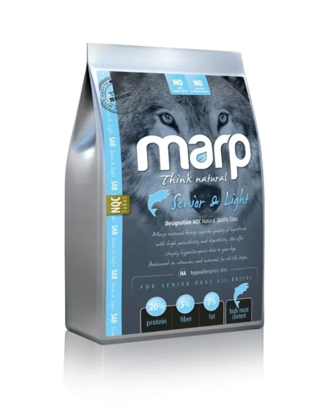 Marp Natural Senior Light granule s bielou rybou pre starších psov, kastrovaných a obéznych psov 12kg