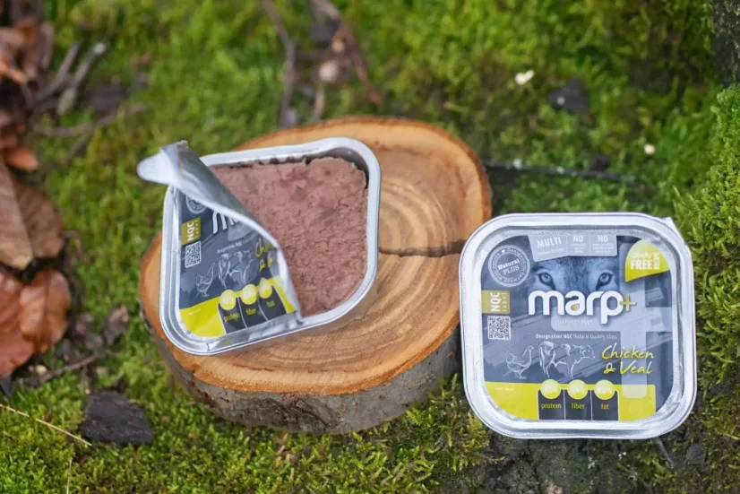 Marp konzerva pre psov  Kura a teľacie 150g - vanička pre psa 1