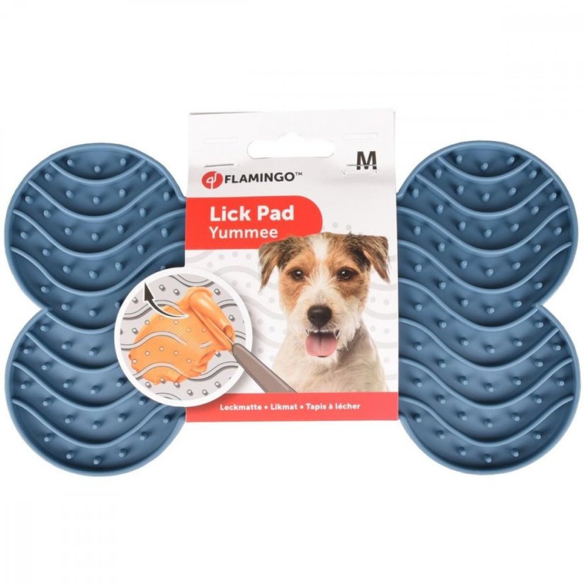 Flamingo Lick Pad Bone M 21,8 cm modrá
