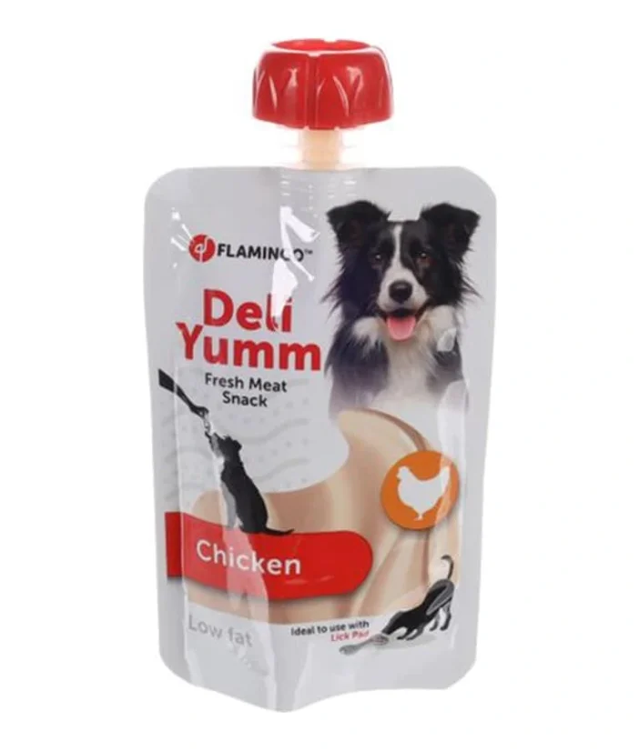 FLAMINGO DELI YUMM FRESH MEAT SNACK kura 90g - pasta pre psa na lízanie