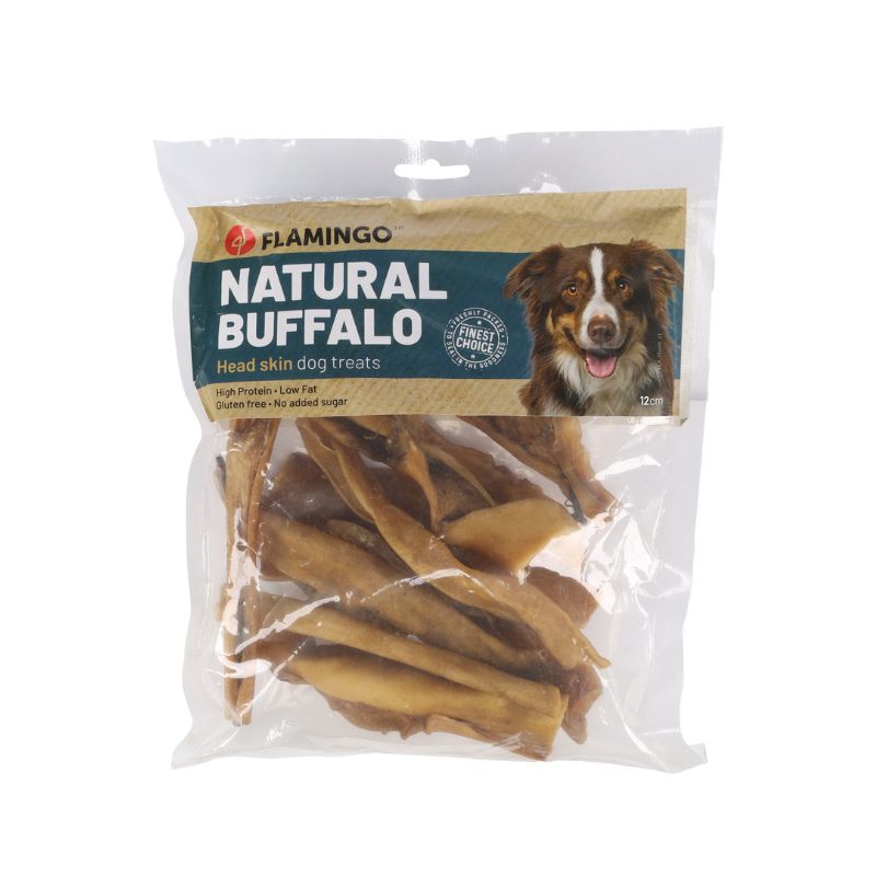 FLAMINGO NATURE SNACK byvolia koža z hlavy - maškrty pre psa na dlhé žuvanie, 12cm, 200g 1