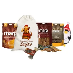 Vianočný balíček s menom psa obsahuje Marp pamlsky a hračku. Personalizovaný darček pre psa - KOSŤ, VELKÝ 4