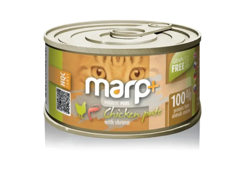 Marp Holistic+ konzerva pre mačky Kuracie paté s krevetami 70g