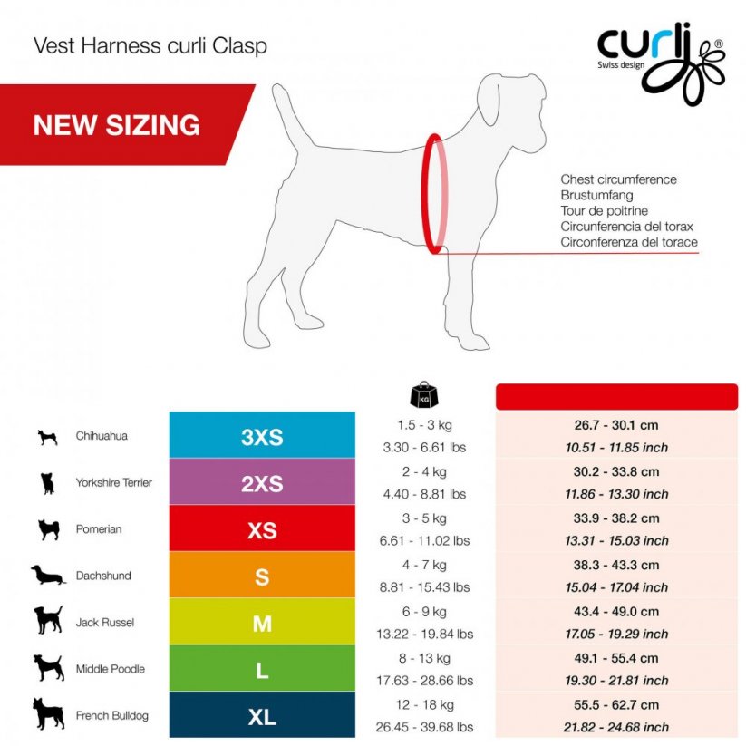 CURLI Vest Harness Clasp Air-Mesh 2XS Red