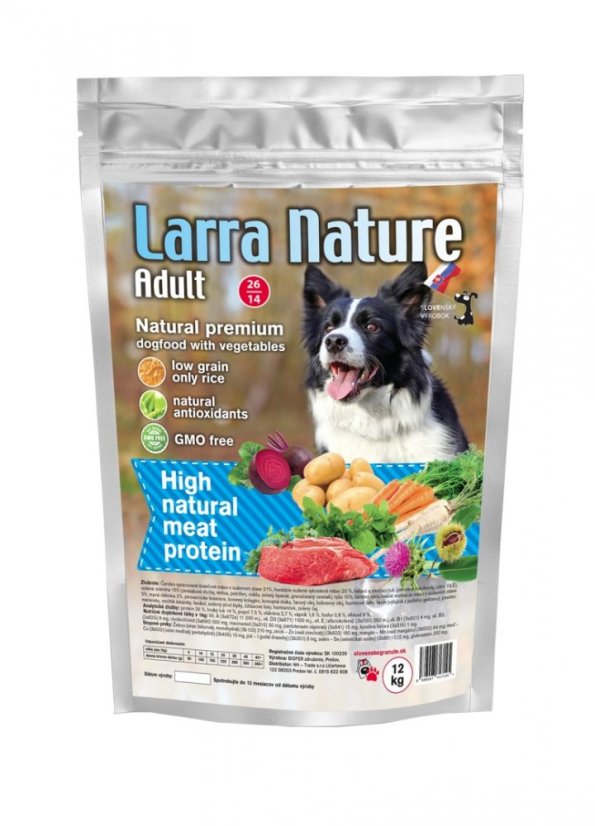 Larra Nature Adult 26/14 12 kg slovenské krmivo pre dosplých psov - malé a stredné plemeno 1