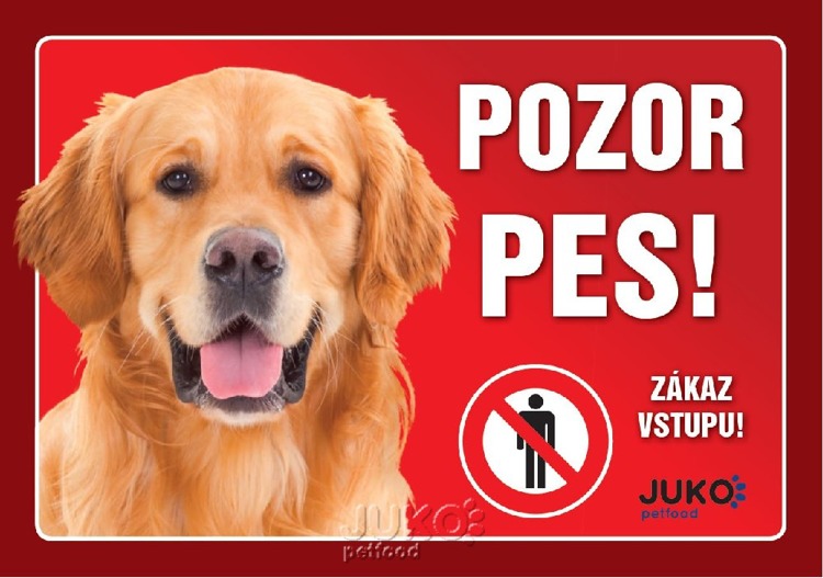 Juko Plastová tabuľa Pozor Pes Retriever 21x14,7 cm