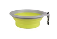 Flamingo Travel bowl Bubo cestovná miska 0,375 l sivá/zelená - skladacia silikónová miska pre psa