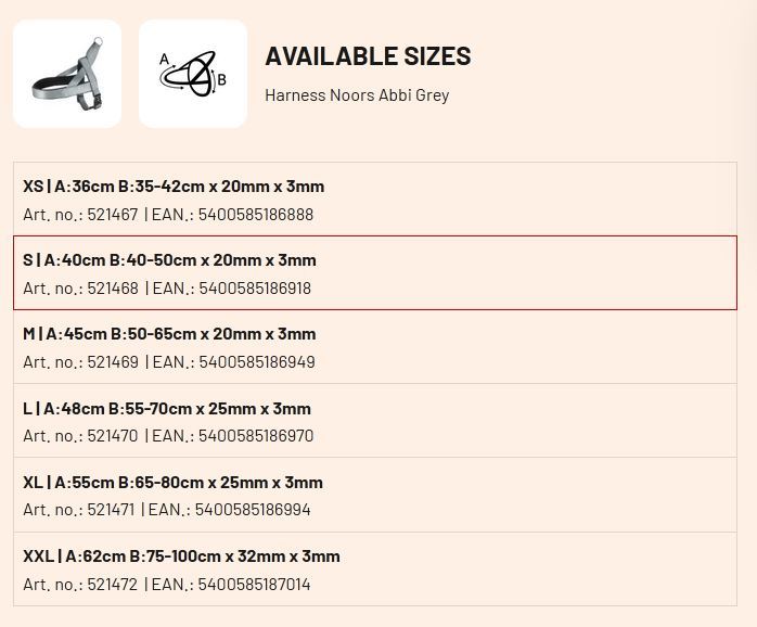 Flamingo Postroj Noors Abbi XS 36cm 35-42cm sivý