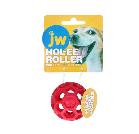 JW HOL-EE Roller MINI 5cm Red - dierovaná loptička pre psa