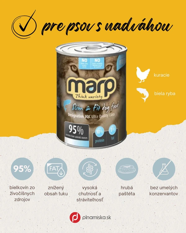 Marp konzerva pre psov Variety Slim Fit 6x400g konzervy pre psov s nadváhou