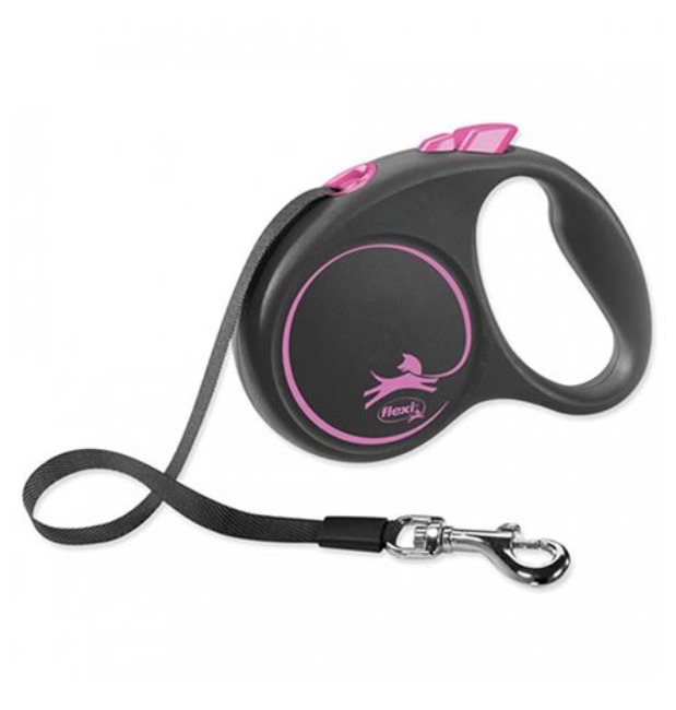 FLEXI Black Design popruh S 5m ružové (do 15 kg)