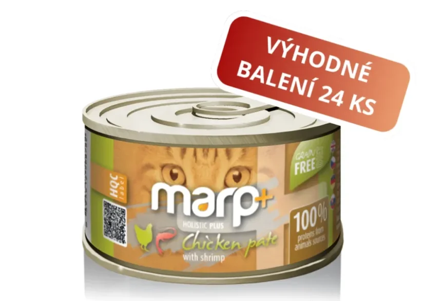 Marp Holistic+ konzerva pre mačky Kuracie paté s krevetami 24x70g