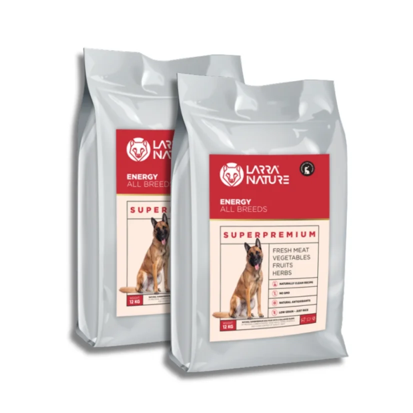 Larra Nature Energy 32/18 2x12 kg krmivo pre aktívnych psov, gravidné a dojčiace feny - nový obal