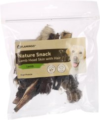 FLAMINGO NATURE SNACK jahňacia koža z hlavy so srsťou 200g