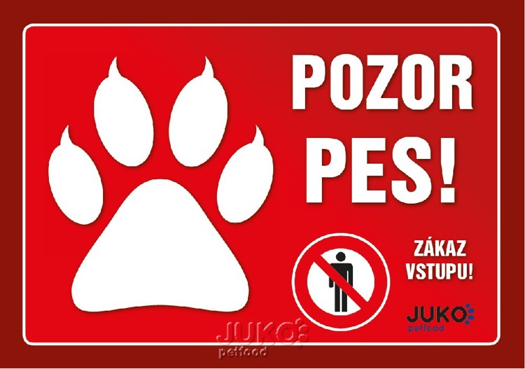 Juko Plastová tabuľa Pozor Pes Labka 21x14,7 cm