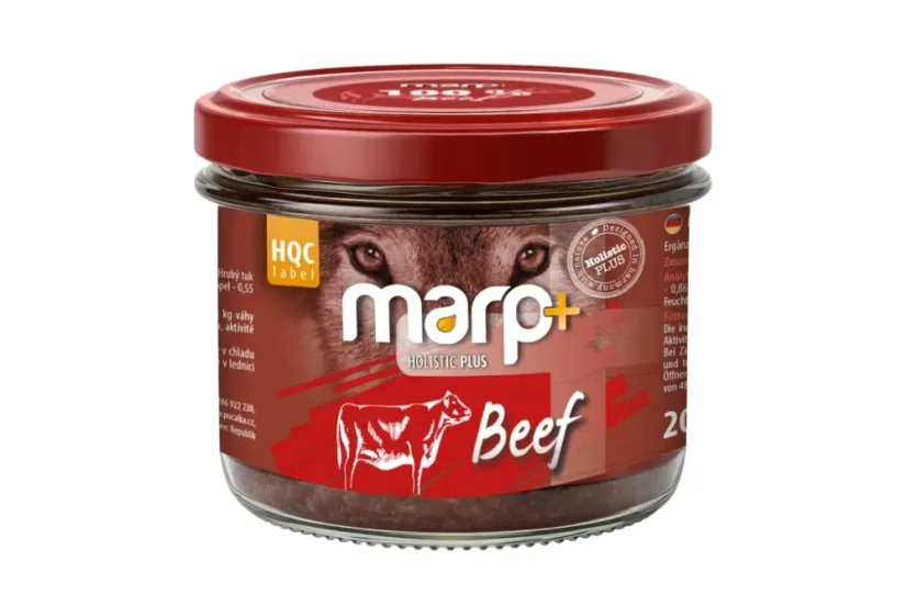 Marp Holistic Plus Beef -  konzerva pre psov  100% Hovädzie v skle  200g