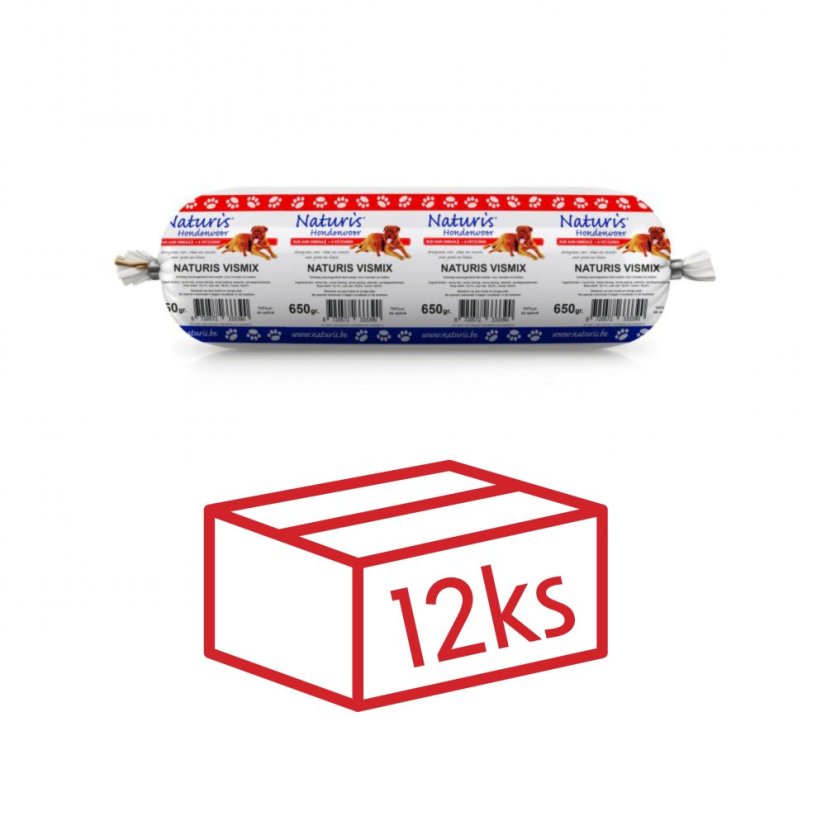 NATURIS Houdbaar výcviková saláma VISMIX kura/úhor/sleď 650g box 12ks