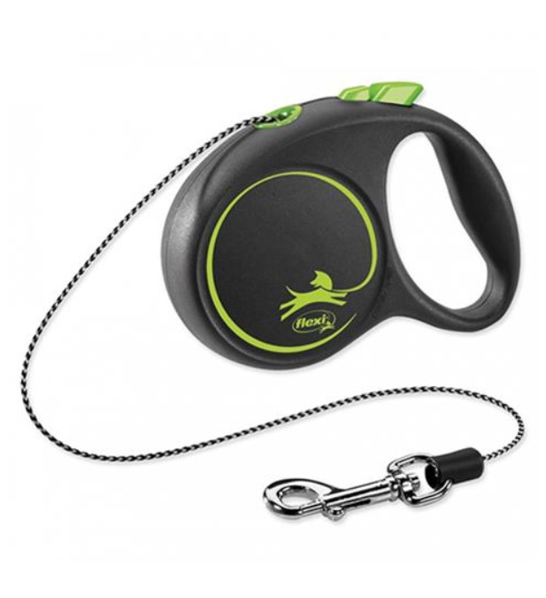 FLEXI Black Design lanko S 5m zelené (do 12 kg) FLEXI Black Design lanko S 5m zelené (do 12 kg)