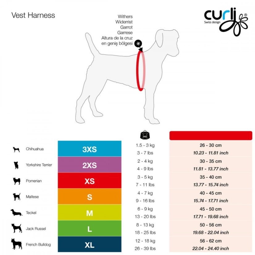 CURLI Vest Harness Air-Mesh XL 56-62 cm Red