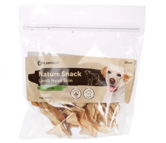 FLAMINGO NATURE SNACK jahňacia koža z hlavy 15cm, 200g