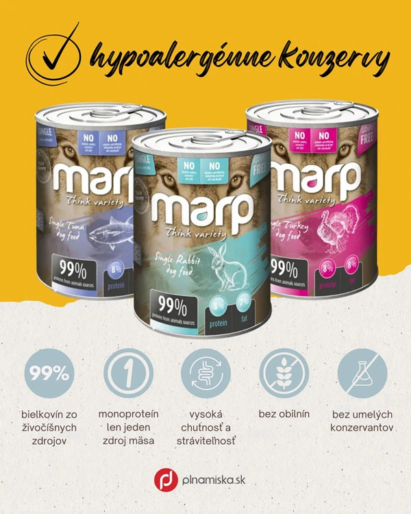 Marp konzerva pre psov Variety Single morka 6x400g hypoalergénne konzervy