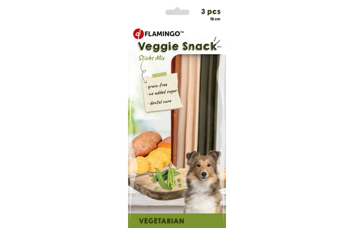 FLAMINGO Veggie Sticks Mix dentálne pamlsky pre psa 3ks 18cm
