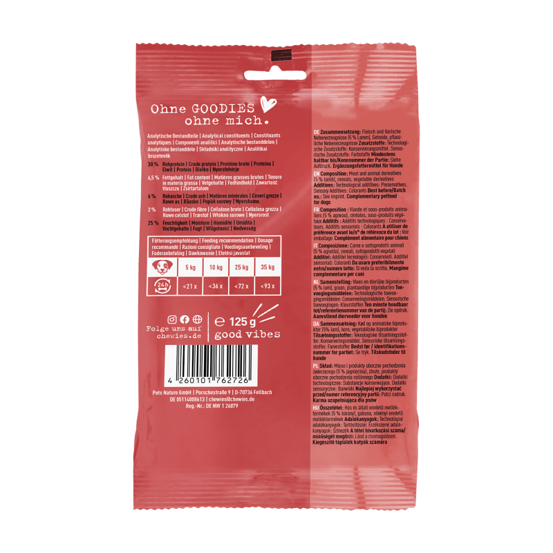 Chewies mini kostičky jahňacie 125 g