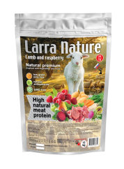 Larra Nature Jahňa s Malinami 26/16 3kg slovenské krmivo určené pre senzitívnych dospelých psov. Larra Nature Jahňa s Malinami 26/16 3kg slovenské krmivo určené pre senzitívnych dospelých psov.