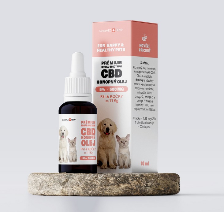 SwissMEDHEMP Olej CBD 5% pre psov 10 ml do 11 kg