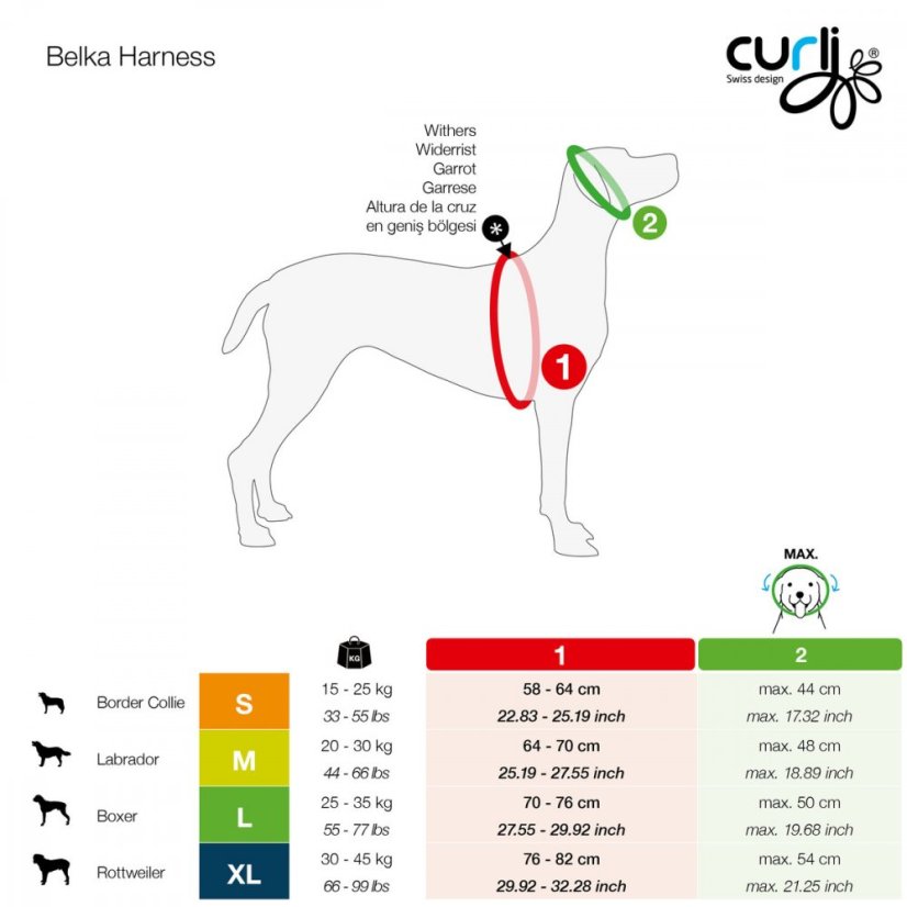 CURLI Belka Harness M 64-70 cm Red