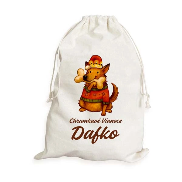 Vianočné vrecko s menom psa - personalizovaný darček pre psíčkara. Vrecko Kosť Veľké Prázdne 3