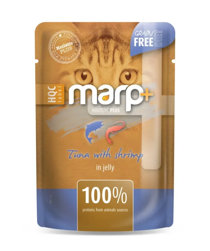 Marp Holistic+ kapsička pre mačky Tuniak s krevetami v želé 55g