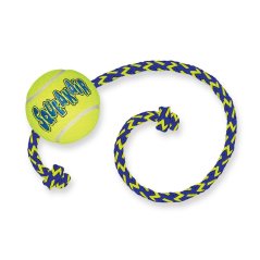 KONG Air Squeaker Tennis Ball M 6 cm s lanom 52 cm