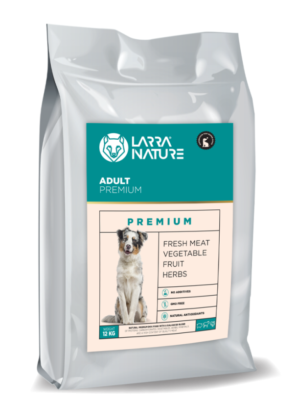 Larra Nature Adult Prémium 26/14 12 kg - krmivo pre dospelých psov s bežnou aktivitou všetkých plemien. Novy obal