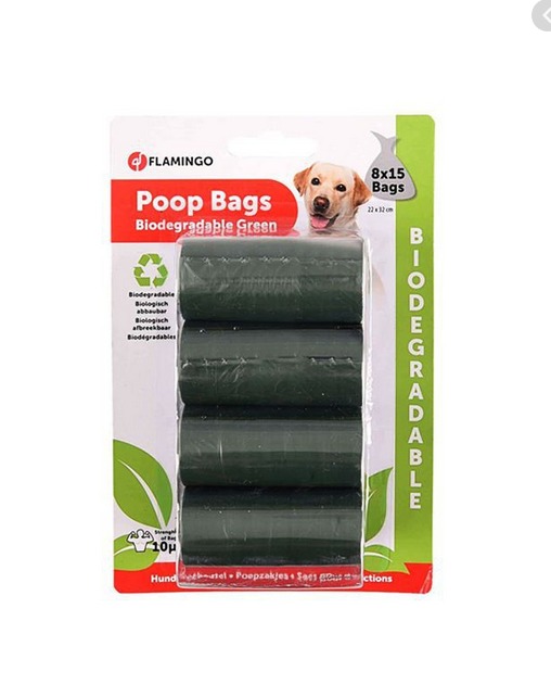 Flamingo POOP BAGS BIO GREEN sáčky na exkremnty 4x15 ks