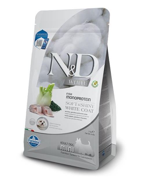 Farmina ND WHITE (GF) adult mini, sea bass, spirulina & fenel 2 kg