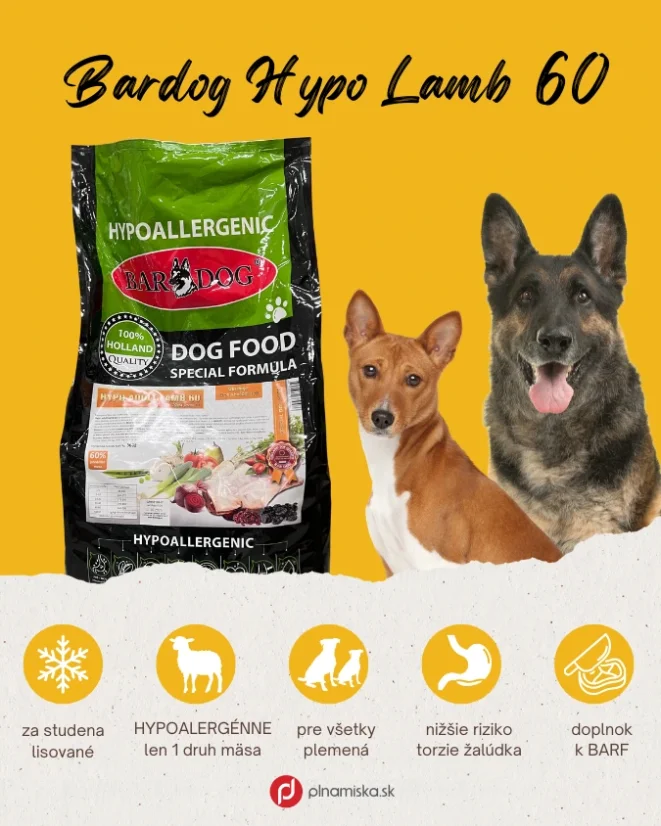 Bardog Hypo Lamb 60 12kg hypoalergénne za studena lisované krmivo pre dospelé psy 1