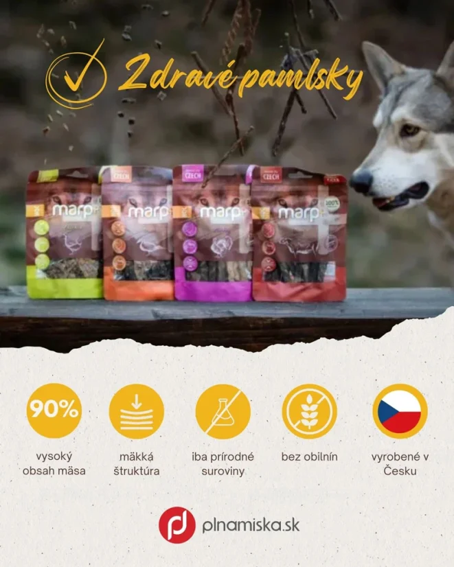 Marp Treats Holistic+ maškrty pre psov morčacie - zdravé a mäkké pamlsky na žuvanie 80g 2