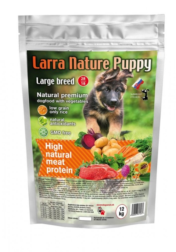 Larra Nature Puppy Large Breed 28/18 12 kg - krmivo pre šteňatá všetkých stredných a veľkých plemien