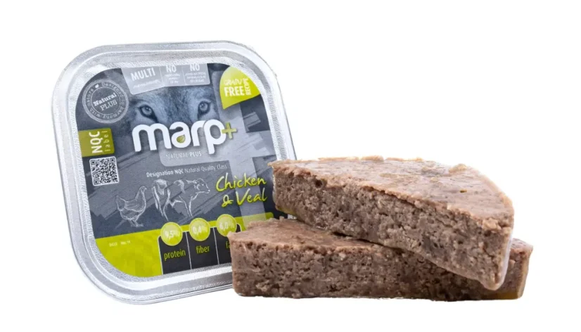 Marp konzerva pre psov  Kura a teľacie 150g - vanička pre psa