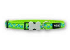 Red Dingo obojok Design Stars Turquoise on Lime Green 1,2x20-32 cm limetkovo-zelený