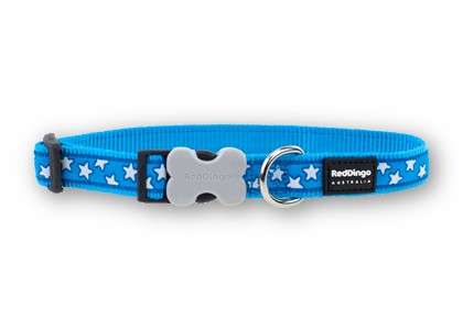 Red Dingo obojok Design Stars White on Turquoise 2x30-47 cm tyrkysový