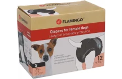 FLAMINGO plienky pre fenky - jednorázové čierne S 32-48cm 12ks