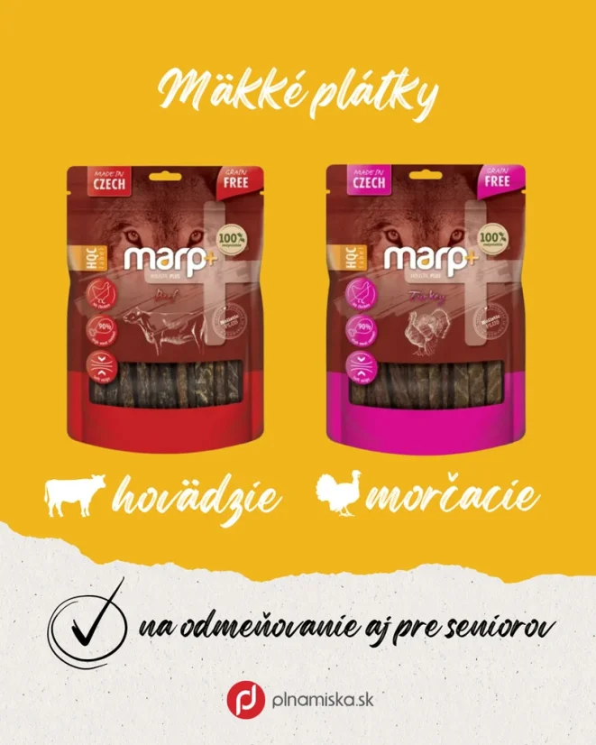 Marp Treats Holistic+ maškrty pre psov morčacie - zdravé a mäkké pamlsky na žuvanie 80g