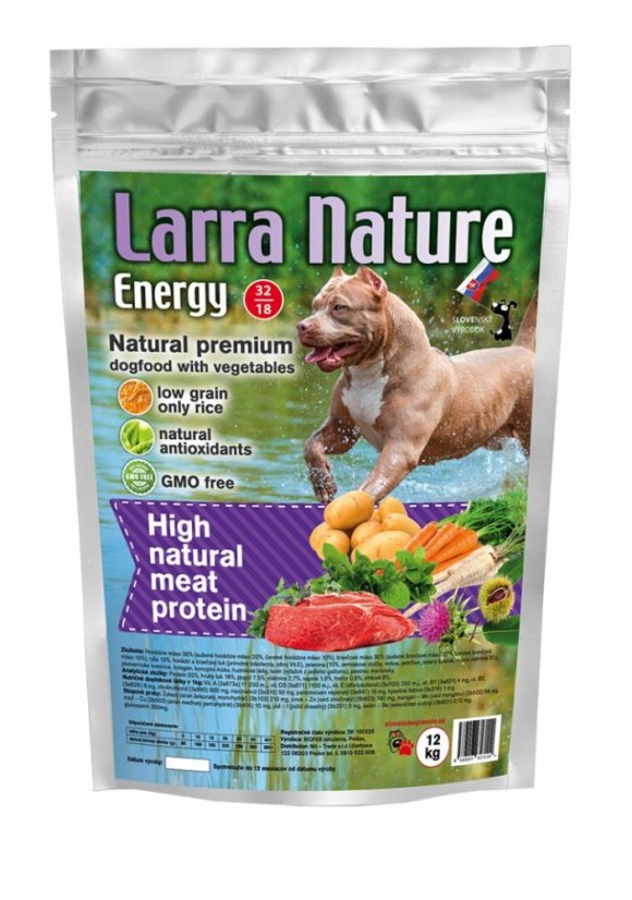 Larra Nature Energy 32/18 12 kg krmivo pre aktívnych psov, gravidné a dojčiace feny