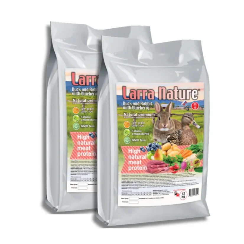 Larra Nature Kačka a Králik s čučoriedkami 25/15 2x 12kg - je slovenské určené pre dospelých a senzitívnych psov. Larra Nature Kačka a Králik s čučoriedkami 25/15 2x 12kg - je slovenské určené pre dospelých a senzitívnych psov.